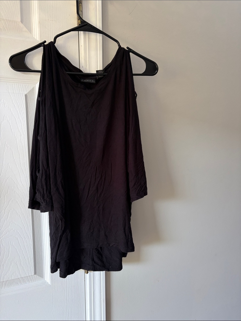 Tahari Black Cold-Shoulder Tunic Top